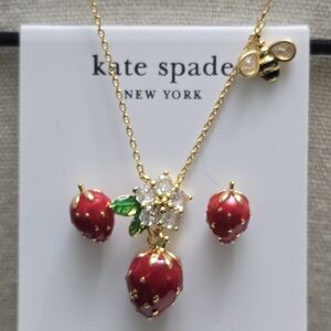 Kate Spade Strawberry Fields Necklace & Earrings